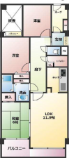 上尾市柏座、マンションの間取り画像です