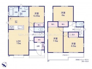 上尾市大字上、新築一戸建ての間取り画像です