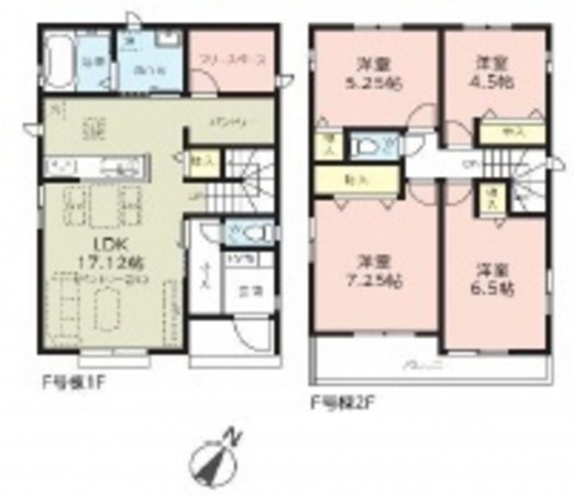 上尾市大字上、新築一戸建ての間取り画像です