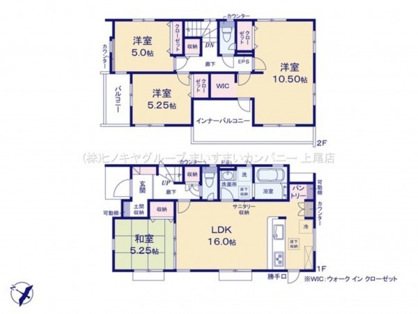 上尾市泉台、新築一戸建ての間取り画像です