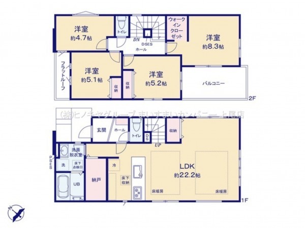 上尾市浅間台、新築一戸建ての間取り画像です