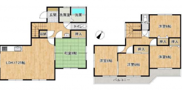 桶川市大字川田谷、中古一戸建ての間取り画像です