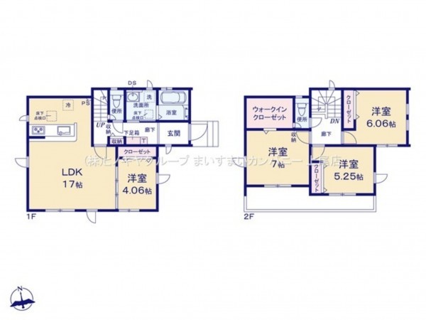 上尾市大字瓦葺、新築一戸建ての間取り画像です