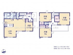 上尾市大字瓦葺、新築一戸建ての間取り画像です