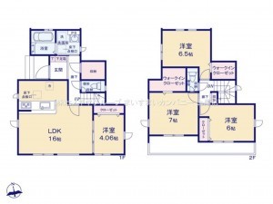 上尾市大字瓦葺、新築一戸建ての間取り画像です