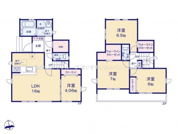 上尾市大字瓦葺、新築一戸建ての間取り画像です