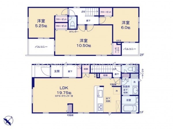 桶川市泉、新築一戸建ての間取り画像です