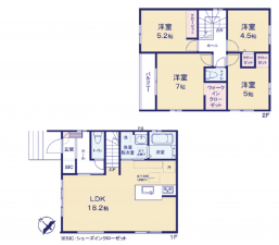 桶川市神明、新築一戸建ての間取り画像です
