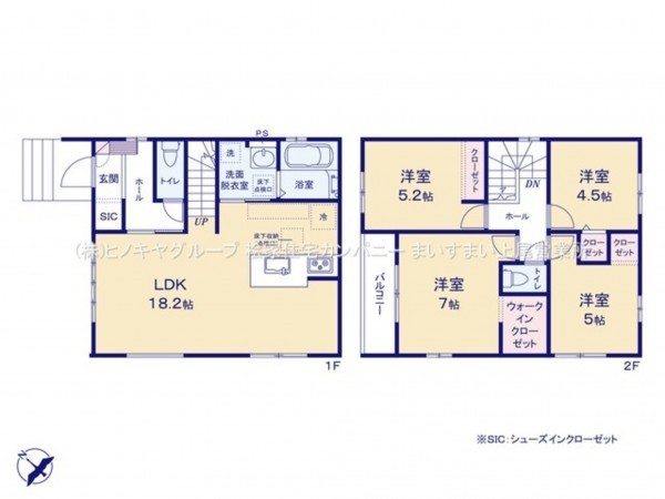 桶川市神明、新築一戸建ての間取り画像です