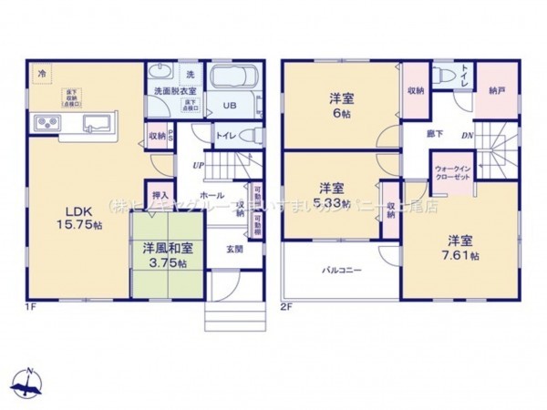 上尾市大字小敷谷、新築一戸建ての間取り画像です
