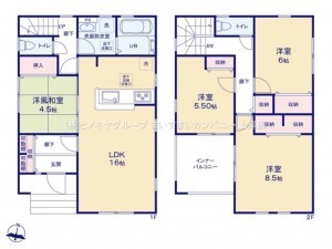 上尾市大字小敷谷、新築一戸建ての間取り画像です