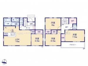 上尾市大字小敷谷、新築一戸建ての間取り画像です