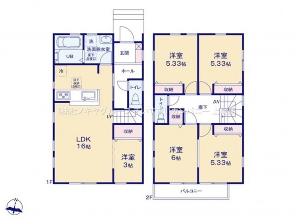 上尾市大字小敷谷、新築一戸建ての間取り画像です
