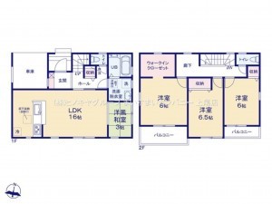 上尾市大字小敷谷、新築一戸建ての間取り画像です