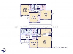 上尾市大字上、新築一戸建ての間取り画像です
