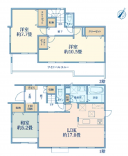 桶川市大字坂田、新築一戸建ての間取り画像です