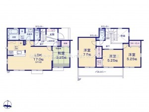 桶川市坂田東、新築一戸建ての間取り画像です