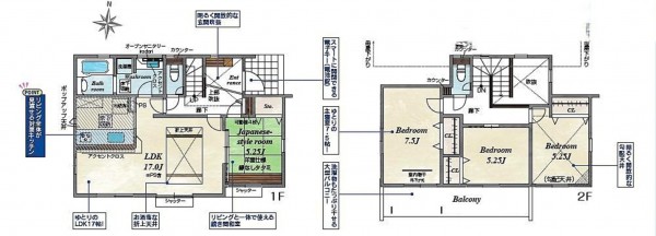 桶川市坂田東、新築一戸建ての間取り画像です