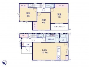 桶川市上日出谷南、新築一戸建ての間取り画像です