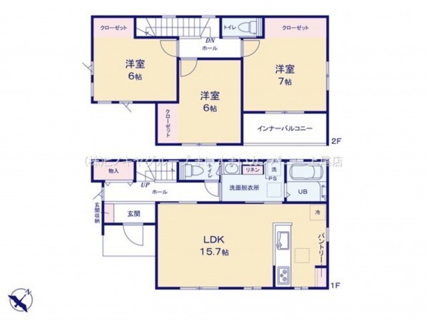 桶川市上日出谷南、新築一戸建ての間取り画像です