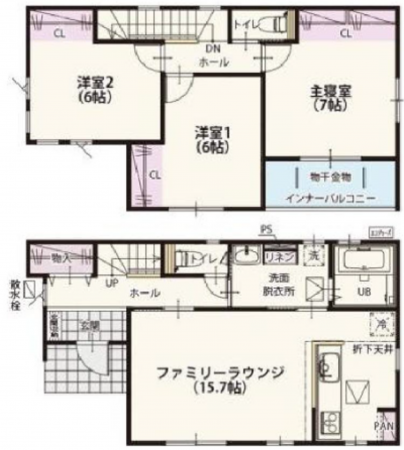 桶川市上日出谷南、新築一戸建ての間取り画像です