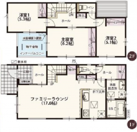 桶川市上日出谷南、新築一戸建ての間取り画像です