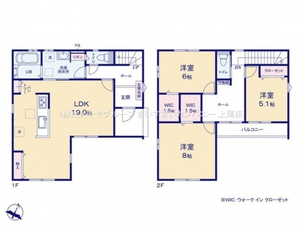桶川市下日出谷東、新築一戸建ての間取り画像です
