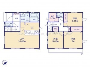上尾市大字上、新築一戸建ての間取り画像です