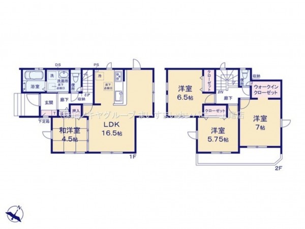 上尾市小泉、新築一戸建ての間取り画像です