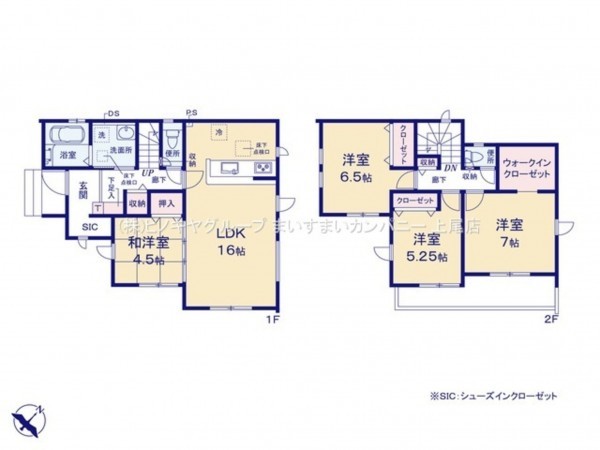 上尾市須ケ谷、新築一戸建ての間取り画像です