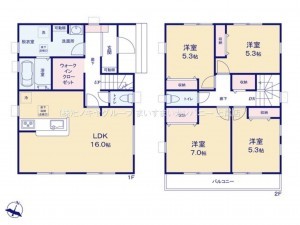 上尾市大字原市、新築一戸建ての間取り画像です