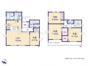 上尾市向山、新築一戸建ての間取り画像です