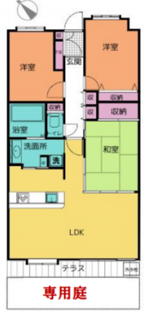 桶川市朝日、マンションの間取り画像です