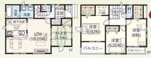 上尾市栄町、新築一戸建ての間取り画像です