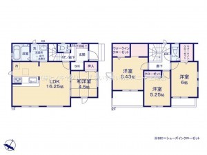 上尾市栄町、新築一戸建ての間取り画像です