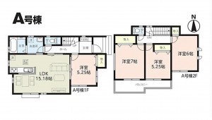 上尾市大字瓦葺、新築一戸建ての間取り画像です