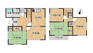 上尾市今泉、中古一戸建ての間取り画像です