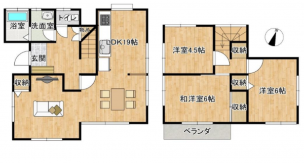 上尾市今泉、中古一戸建ての間取り画像です