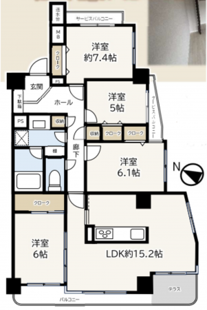 上尾市大字久保、マンションの間取り画像です