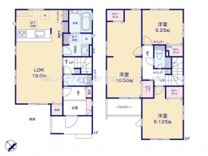 上尾市浅間台、新築一戸建ての間取り画像です