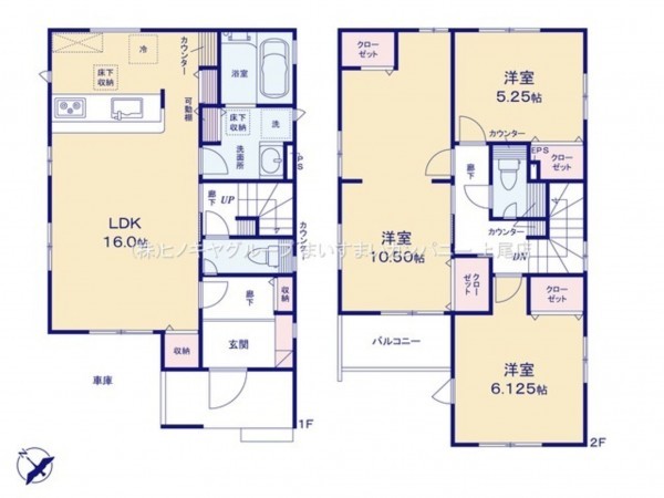 上尾市浅間台、新築一戸建ての間取り画像です