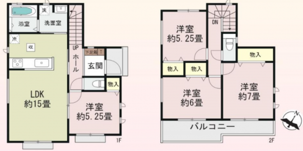 上尾市二ツ宮、新築一戸建ての間取り画像です