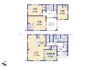 上尾市大字上、新築一戸建ての間取り画像です