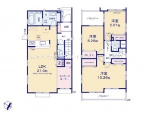 上尾市大字原市、新築一戸建ての間取り画像です