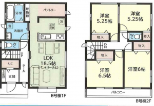 上尾市大字上尾下、新築一戸建ての間取り画像です