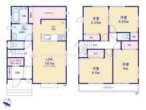 上尾市大字上尾下、新築一戸建ての間取り画像です