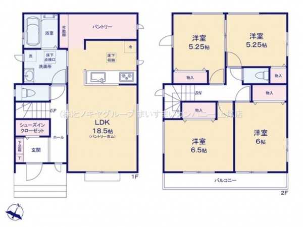 上尾市大字上尾下、新築一戸建ての間取り画像です
