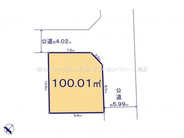 上尾市壱丁目北、土地の間取り画像です
