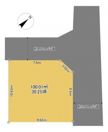 上尾市壱丁目北、土地の間取り画像です