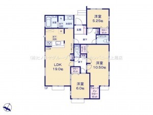 上尾市大字上、新築一戸建ての間取り画像です